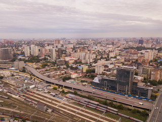 Fototapeta na wymiar Aerial shot. Centre of the city Rostov-on-Don.