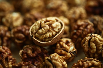 peeled whole kernels of walnuts harvest