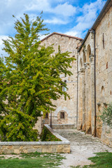 Fototapeta na wymiar Colorful narrow streets in the medieval town of Massa Marittima in Tuscany - 1