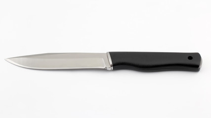 knife with a black handle from Micarta on white background