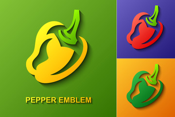 Pepper logotype design template, Vegetable, Stylized business logo idea, Vector illustration