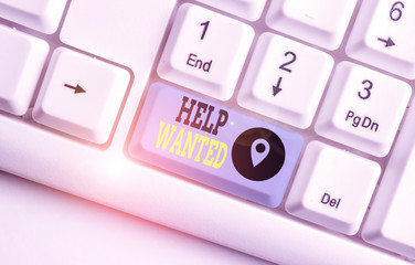 Conceptual hand writing showing Help Wanted. Concept meaning An ad in the paper an employer places...