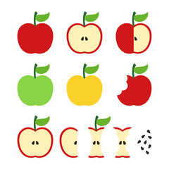 Vector apple illustration set. Vector simple, abstract, flat aple illustration.	