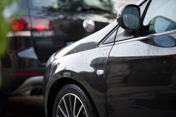 black sport car after washing. car background