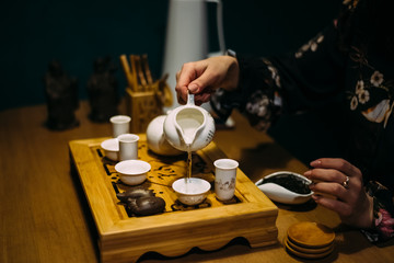 Chinese tea ceremony in detail