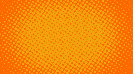 Bright yellow and orange pop art retro background with halftone dots in comic style, vector illustration eps10