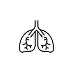 Lungs icon line style on white background. Vector illustration