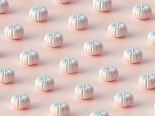 Modern background with white Halloween pumpkin with copy space for text. isolated on pink background. Flat lay, top view. 3d render