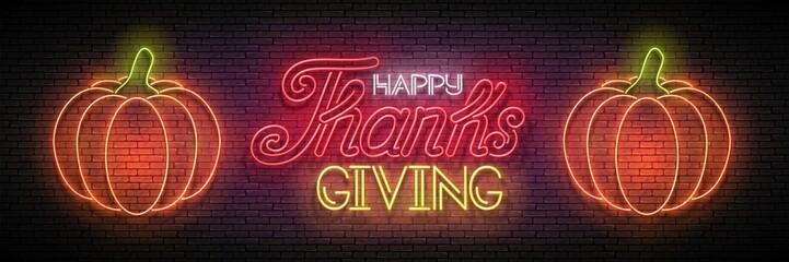 Glow Thanksgiving Greeting Card with Pumpkin and Inscription