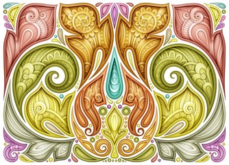Colored Floral Background in Paisley Garden Indian Style
