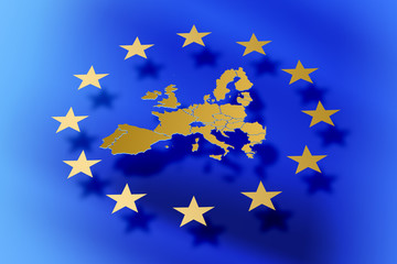  Poznaj wymowę  Outline map of European Union member states on the flag - 297677480