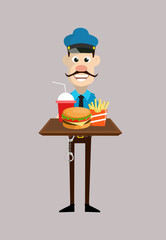 Cartoon Cop Policeman - Presenting Fast Foods