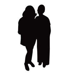 two women standing bodies, silhouette vector