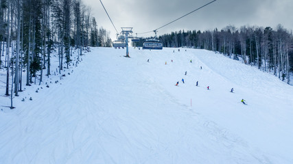 ski lift in mountains
