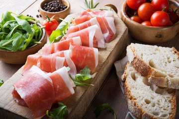 Raw ham, italian prosciutto crudo - 297681632