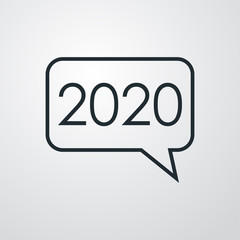 Logotipo año 2020 en globo en fondo gris