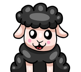 Happy Stylized Little Black Sheep