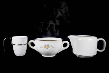 small cups of coffe and milk