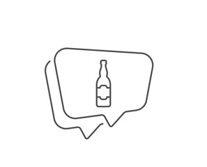 Beer bottle line icon. Chat bubble design. Pub Craft beer sign. Brewery beverage symbol. Outline concept. Thin line beer bottle icon. Vector