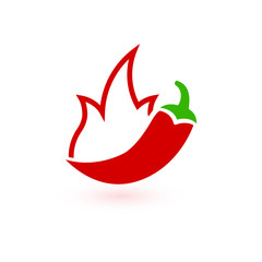 Hot Pepper Icon, chili spice symbol, jalapeno red symbol. Stock Vector illustration isolated on white background.