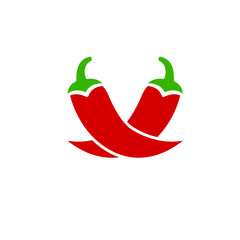 An illustration of two fresh red chilli peppers. Stock Vector illustration isolated on white background.