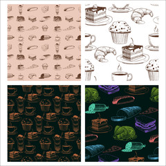 Food sketch vector natural menu restaurant fresh hand drawn product and kitchen doodle meal cooking cuisine sketchy organic seamless pattern background illustration.