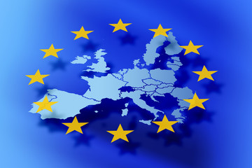  Poznaj wymowę  Outline map of European Union member states on the flag - 297683220