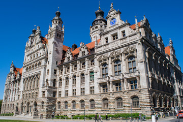Fototapeta na wymiar Facade of the New Town Hall in Leipzig, Germany