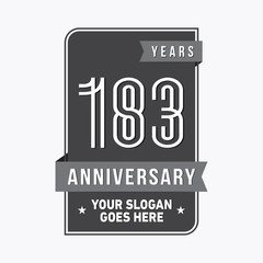 183 years anniversary design template. One hundred and eighty-three years celebration logo. Vector and illustration.