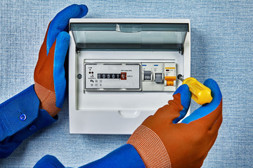 Household energy meter and automatic fuses.