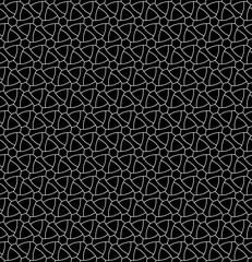 black and white modern geometric seamless pattern tile with connected polygons, for textile, fabric, backgrounds, wallpaper, backdrop, cover, poster, banner and print designs. seamless design