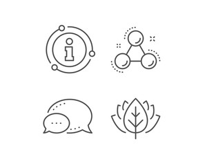 Chemistry molecule line icon. Chat bubble, info sign elements. Laboratory atom sign. Analysis symbol. Linear chemistry molecule outline icon. Information bubble. Vector