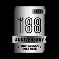 188 years anniversary design template. One hundred and eighty-eight years celebration logo. Vector and illustration.