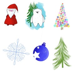 set of christmas icons