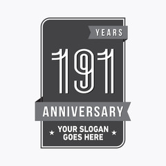 191 years anniversary design template. One hundred and ninety-one years celebration logo. Vector and illustration.