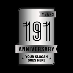 191 years anniversary design template. One hundred and ninety-one years celebration logo. Vector and illustration.