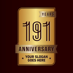 191 years anniversary design template. One hundred and ninety-one years celebration logo. Vector and illustration.