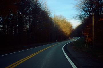 driving on country road in fall