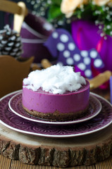 Cheesecake without baking with  Acai Powder and Cotton Candy
