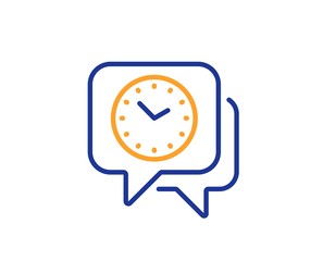 Clock watch sign. Time management line icon. Deadline symbol. Colorful outline concept. Blue and orange thin line clock icon. Vector