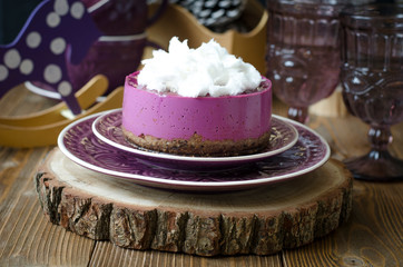 Cheesecake without baking with  Acai Powder and Cotton Candy