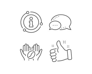 Coffee line icon. Chat bubble, info sign elements. Hold roasted bean sign. Love caffeine symbol. Linear coffee outline icon. Information bubble. Vector