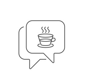 Coffee and Tea line icon. Chat bubble design. Hot drink sign. Fresh beverage symbol. Outline concept. Thin line coffee cup icon. Vector