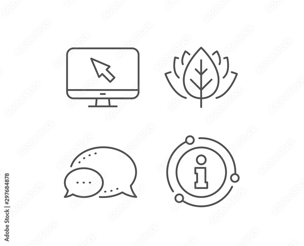 Poster computer or monitor icon. chat bubble, info sign elements. mouse cursor sign. personal computer symb