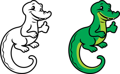 Funny alligator for coloring