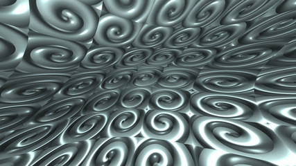 Abstract silver 3D fractal background with curls - 297685065