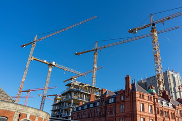 Construction Site Cranes over Dublin City Skyline