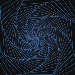 Abstract twisted lines background. Rotating geometric tunnel background. Vector illustration.