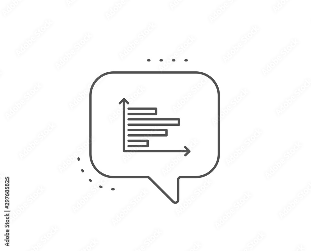Poster horizontal chart line icon. chat bubble design. column graph sign. market analytics symbol. outline 