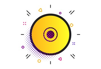 CD or DVD sign icon. Halftone dots pattern. Compact disc symbol. Classic flat disc icon. Vector